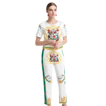 Designer 2020 Summer Women Beads and Diamonds White Print Sleeve short Blouse + Pants set for Elegant Women Cute Twinsets New
Designer 2020 Summer Women Beads and Diamonds White Print Sleeve short Blouse + Pants set for Elegant Women Cute Twinsets New