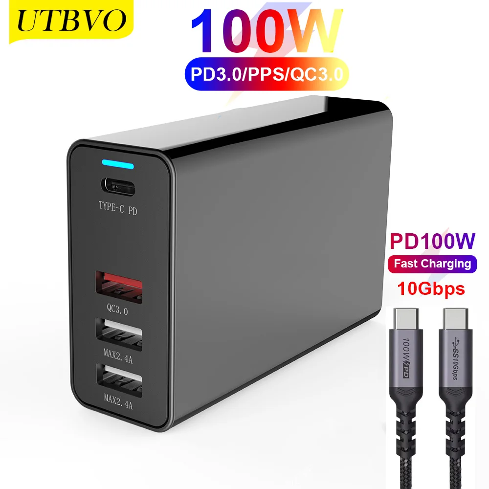 UTBVO 100W 4 порта Power Delivery быстрое зарядное устройство типа C PD для MacBook Pro/Air Dell Lenovo iPhone