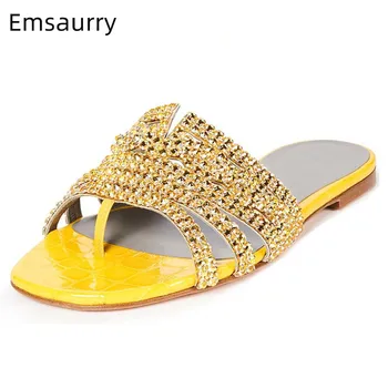 Rhinestones Slippers Women Flip Flops Flat Party Slides Candy Colors Colorful Crystal Lady Shoes Comfy Flat Heel Slippers Woman
Rhinestones Slippers Women Flip Flops Flat Party Slides Candy Colors Colorful Crystal Lady Shoes Comfy Flat Heel Slippers Woman