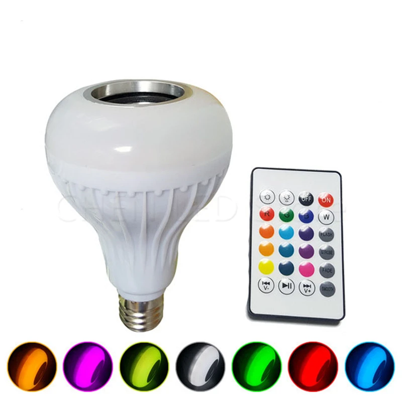 

1PCS E27 Smart RGB RGBW Wireless Bluetooth Speaker Bulb Music Playing Dimmable LED Bulb Light Lamp with 24 Keys Remote Control