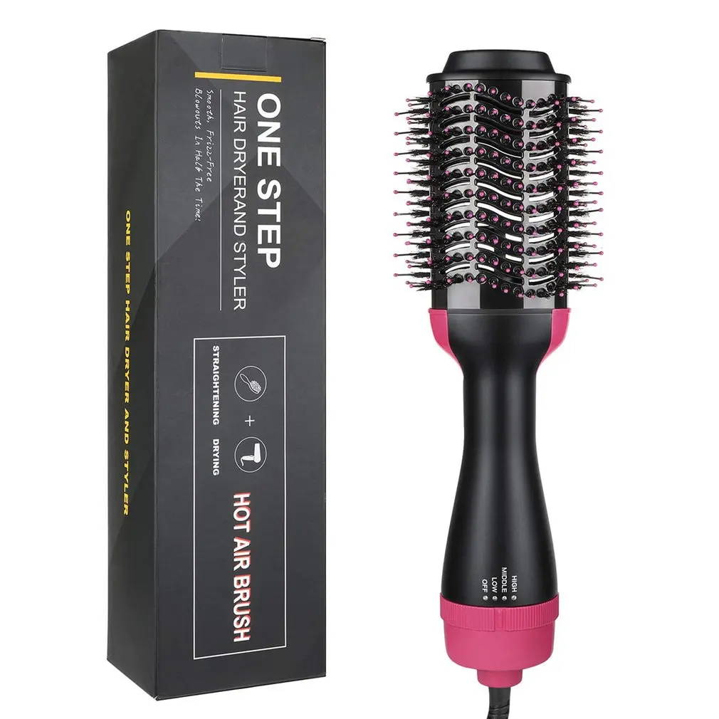 

Electric Heating Comb Hair Straightener Curler Professional Salon One Step Dry/Wet Two Using Hair Dryer Brush