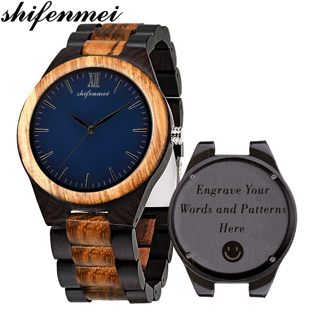 Shifenmei Personalized Engraved Wood Watch Men Watches Top Brand Luxury Quartz Wristwatch Male Sports Wooden Clock Zegarek Meski
Shifenmei Personalized Engraved Wood Watch Men Watches Top Brand Luxury Quartz Wristwatch Male Sports Wooden Clock Zegarek Meski