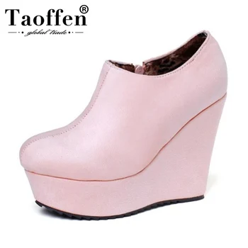 TAOFFEN Wedges Ankle Boots Women 2020 Winter Thick Bottom Platform Shoes Women Zipper Casual Warm Fur Short Boots Size 32-43
TAOFFEN Wedges Ankle Boots Women 2020 Winter Thick Bottom Platform Shoes Women Zipper Casual Warm Fur Short Boots Size 32-43