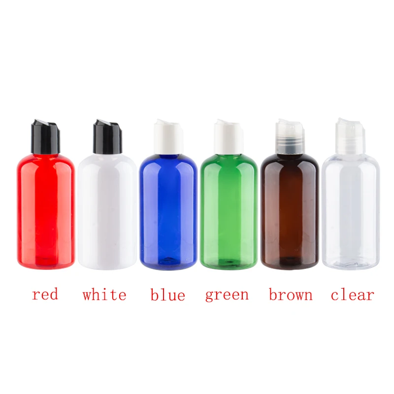 Фото 220ml Empty Clear White Green Brown green Plastic Bottles Refillable Travel With Disc Top Cap For Shampoo Toner | Красота и здоровье