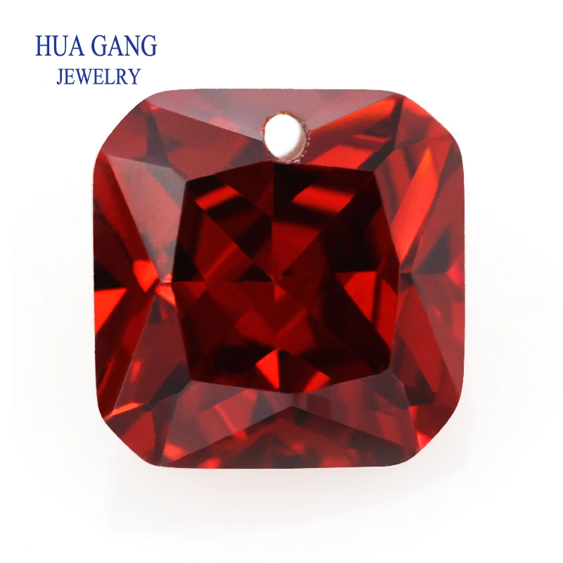 

Garnet Loose CZ Stones Beads Gem With Hole AAAAA Square Shape Cubic Zirconia Stone For Jewerly Making 4x4~12x12 High Quality