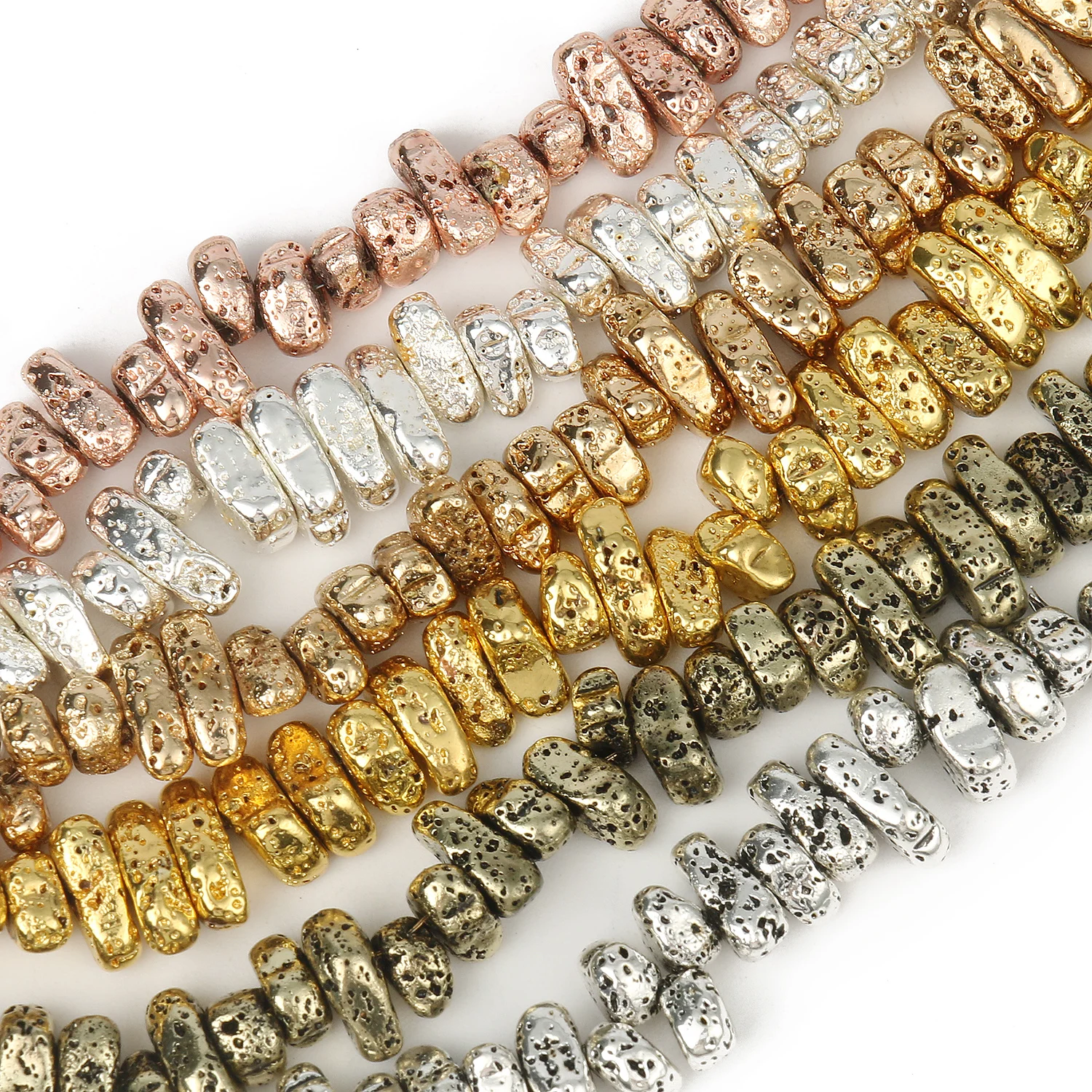 Natural Volcanic Lava Stone Silver Gold Plated Irregular Hematite Loose Spacer Beads For Jewelry Making DIY Bracelet 15''Inches
Natural Volcanic Lava Stone Silver Gold Plated Irregular Hematite Loose Spacer Beads For Jewelry Making DIY Bracelet 15''Inches