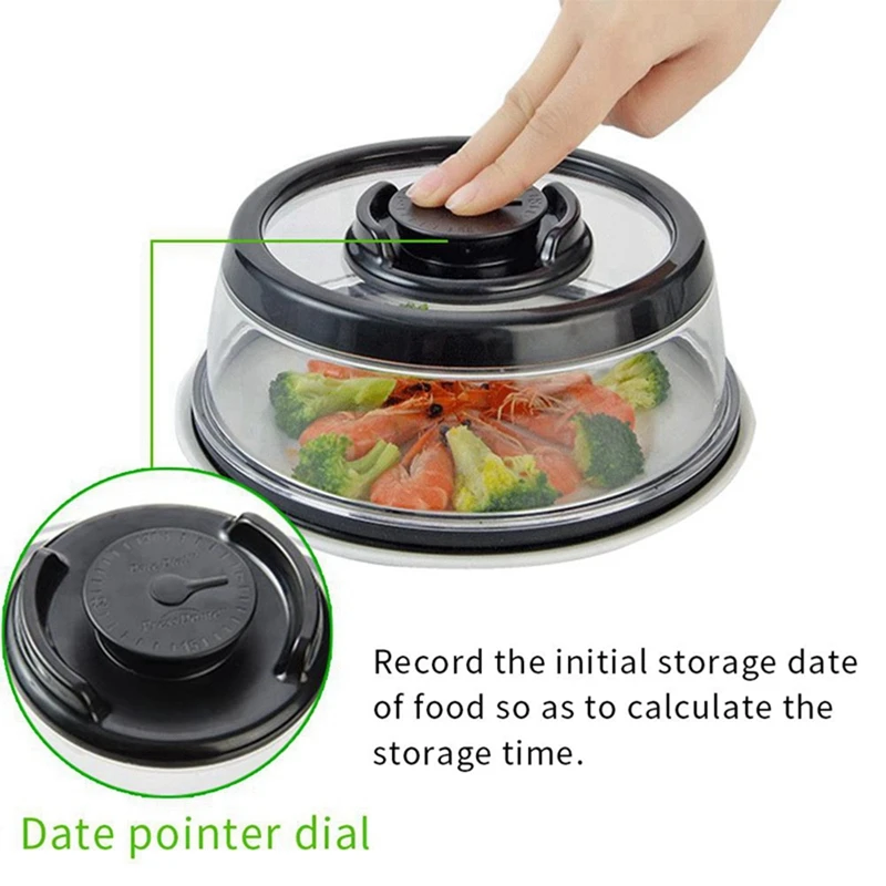 1pcs Airtight Vacuum fresh cover Food Sealer Mintiml Cover Kitchen Instant Vacuum Food Sealer Cover Black for Bowls, Plates4