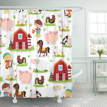 Happy Barnyard Farm Animals and People This Pattern Shower Curtain Waterproof Polyester Fabric 72 x 78 Inches Set with Hooks
Happy Barnyard Farm Animals and People This Pattern Shower Curtain Waterproof Polyester Fabric 72 x 78 Inches Set with Hooks