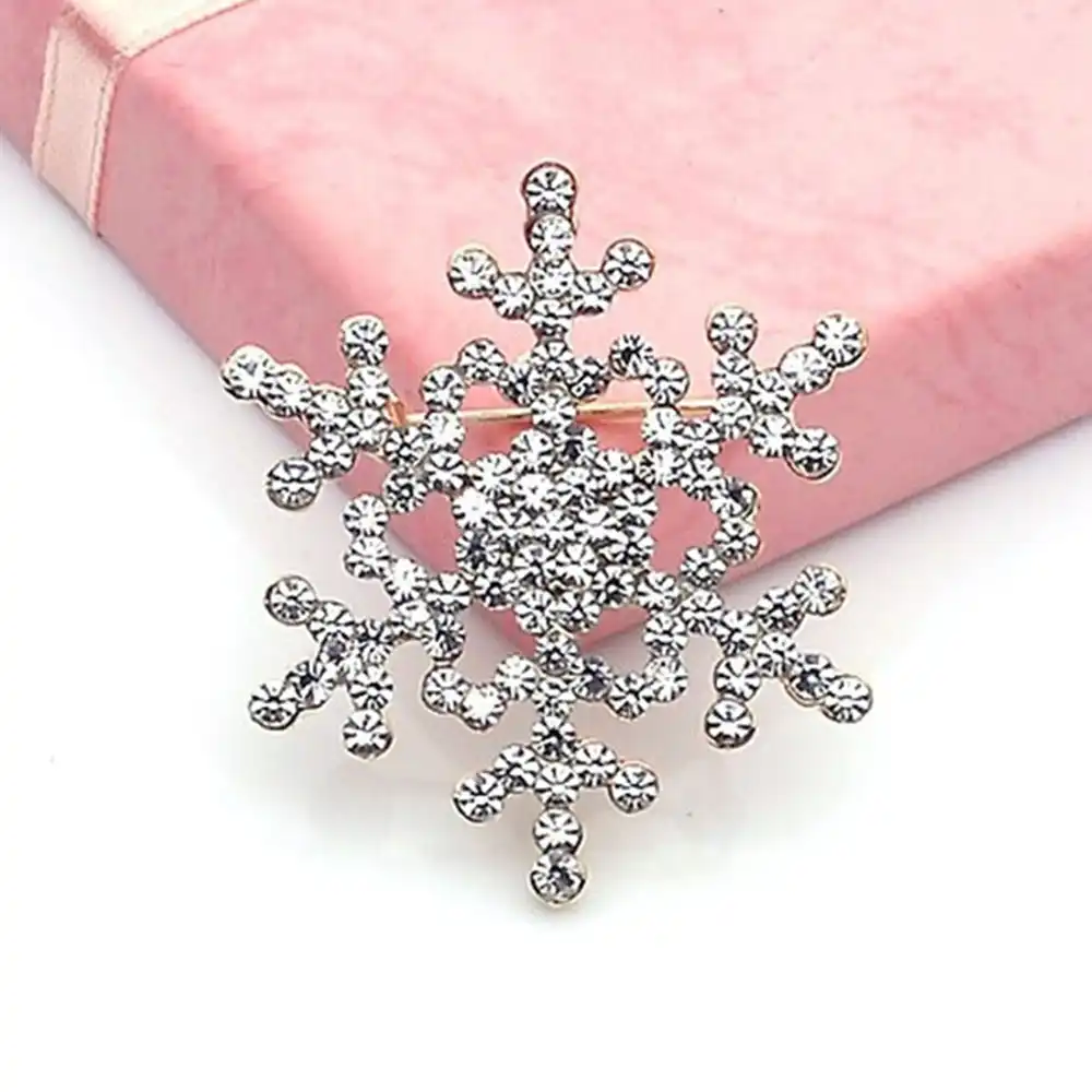 crystal snowflake brooch pin new year christmas gifts for family