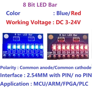 2pcs 3-24V 8 Bit Blue/Red Common anode/cathode LED indicator Module Breadboard starter kit Board for MCU ARM 3d printer UNO MEGA
2pcs 3-24V 8 Bit Blue/Red Common anode/cathode LED indicator Module Breadboard starter kit Board for MCU ARM 3d printer UNO MEGA