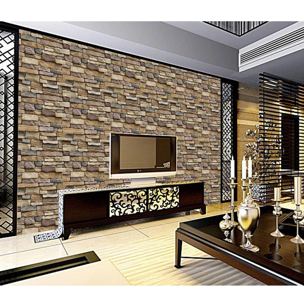 Retro 3D Effect Wallpaper Natural Brick Effect Stone Brick Tile Print Wall Paper -39.37 x 17.72 inch Retro 3D Effect Wallpaper Natural Brick Effect Stone Brick Tile Print Wall Paper -39.37 x 17.72 inch