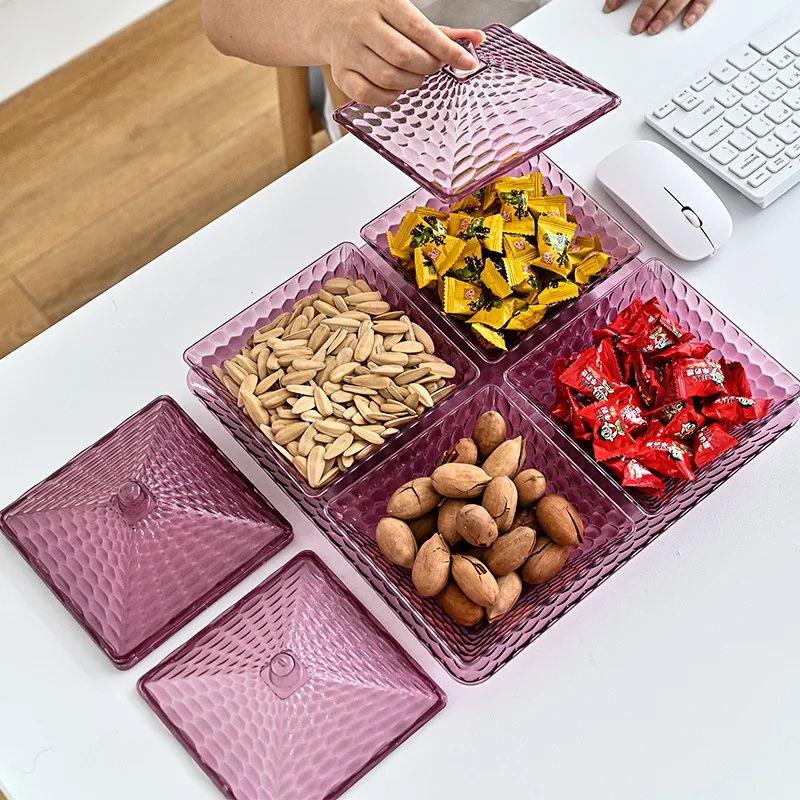 Crystal Creative Fruit Platter Party Christmas Snacks Storage Tray Divided Plastic Nuts Dried Fruit Plate Container With Cover
Crystal Creative Fruit Platter Party Christmas Snacks Storage Tray Divided Plastic Nuts Dried Fruit Plate Container With Cover