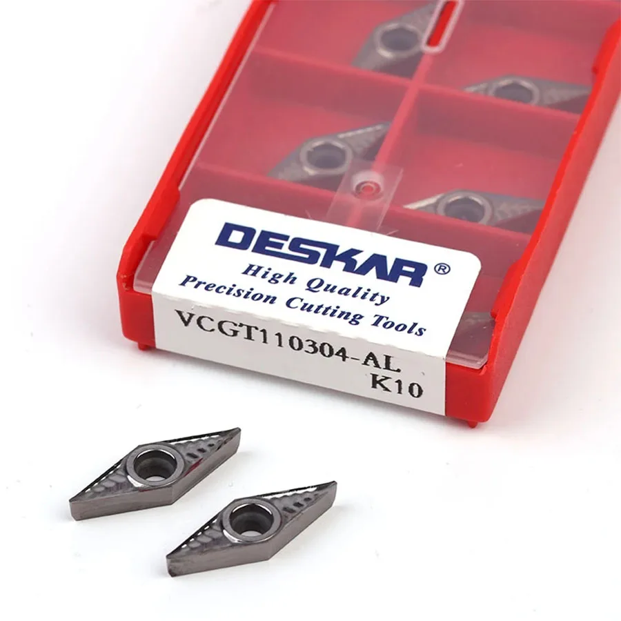 DESKAR VCGT110304 VCGT160404 VCGT160408 VCGT160402 AL K10 original CNC lathe tool carbide blade turning tool aluminum 
DESKAR VCGT110304 VCGT160404 VCGT160408 VCGT160402 AL K10 original CNC lathe tool carbide blade turning tool aluminum