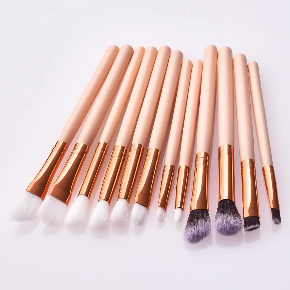 

12Pcs Professional Eyes Makeup Brushes Set Wood Handle Eyeshadow Eyebrow Eyeliner Blending Powder Smudge Brush T0651