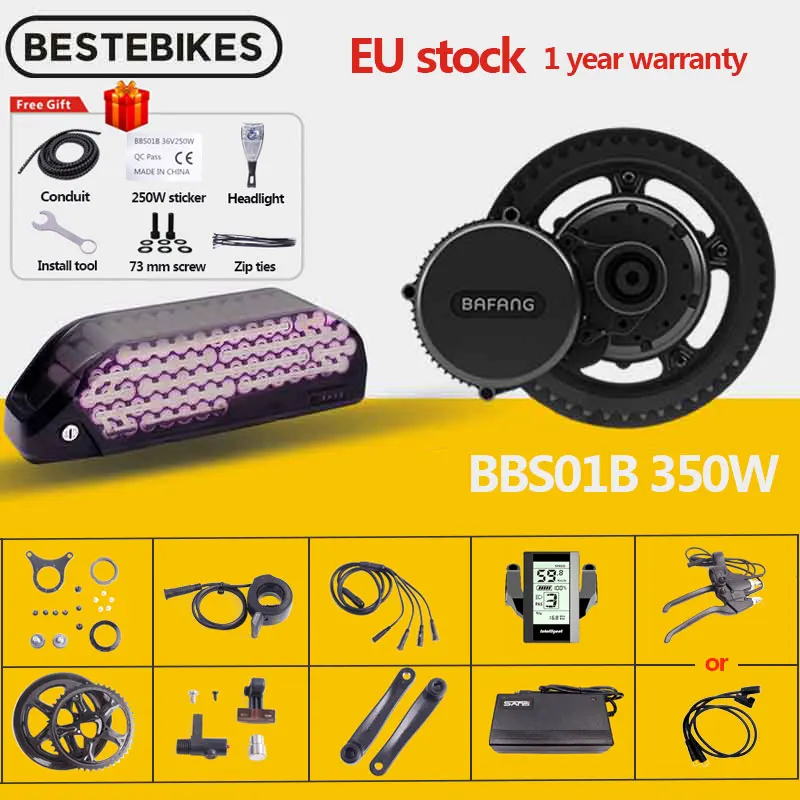 Bafang BBS01B BBS01 36V 350W 8fun мотор Средний привод Электрический велосипед Конверсионные