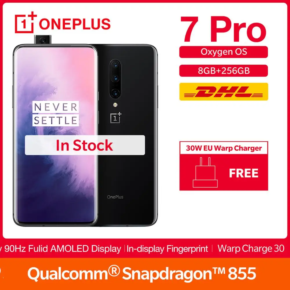 Oneplus 7 Pro смартфон с 6 3 дюймовым дисплеем процессором Snapdragon 128 ОЗУ 8/6/12 Гб ПЗУ 256/6 67 ГБ