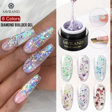 Saviland super glitter diamante polygel construtor gel unha polonês embeber-fora uv gel verniz poli gel extensão da arte do prego laca ferramenta(China)