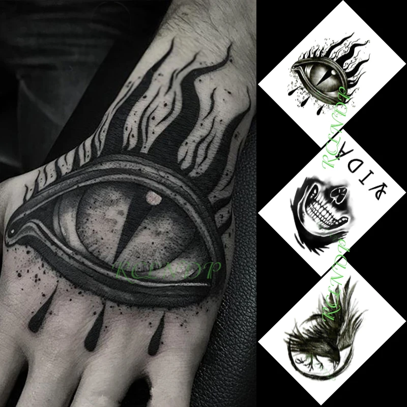 Waterproof Temporary Tattoo Sticker Big Eyes Skull Smiley Eagle Stickers In Hand Flash Fake for Men Women | Красота и здоровье