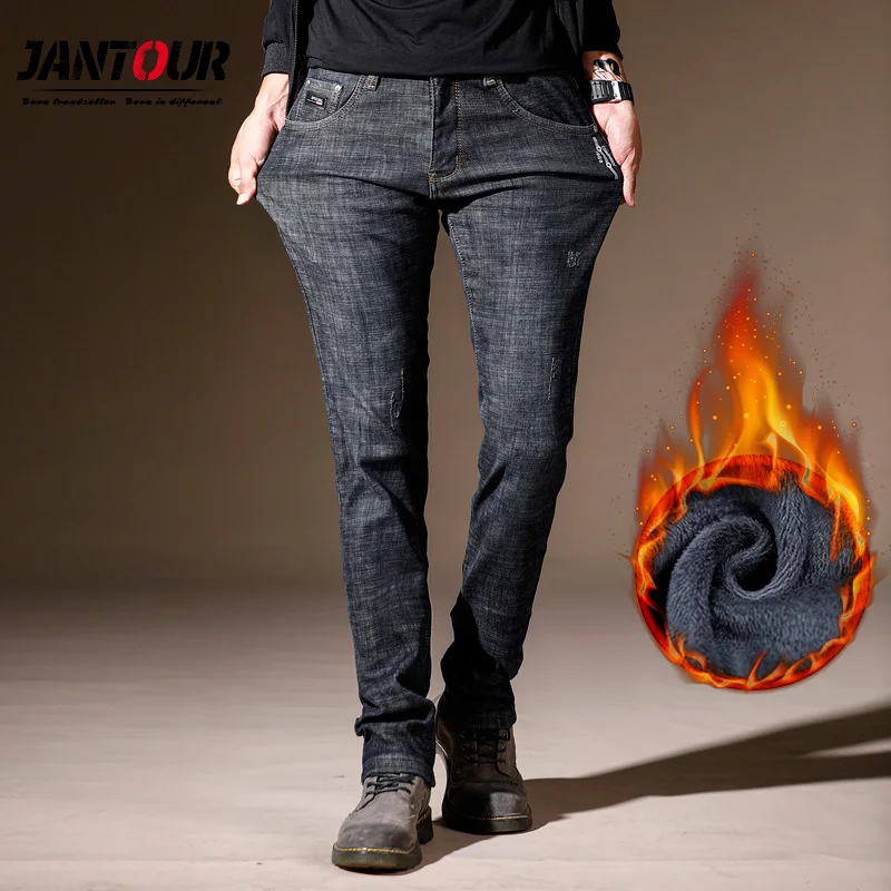 2019 New Winter Men's Warm Fleece Jeans men Stretch Casual skinny Thick Denim Flannel Jean Soft Black Brand Pant Trousers male
2019 New Winter Men's Warm Fleece Jeans men Stretch Casual skinny Thick Denim Flannel Jean Soft Black Brand Pant Trousers male
