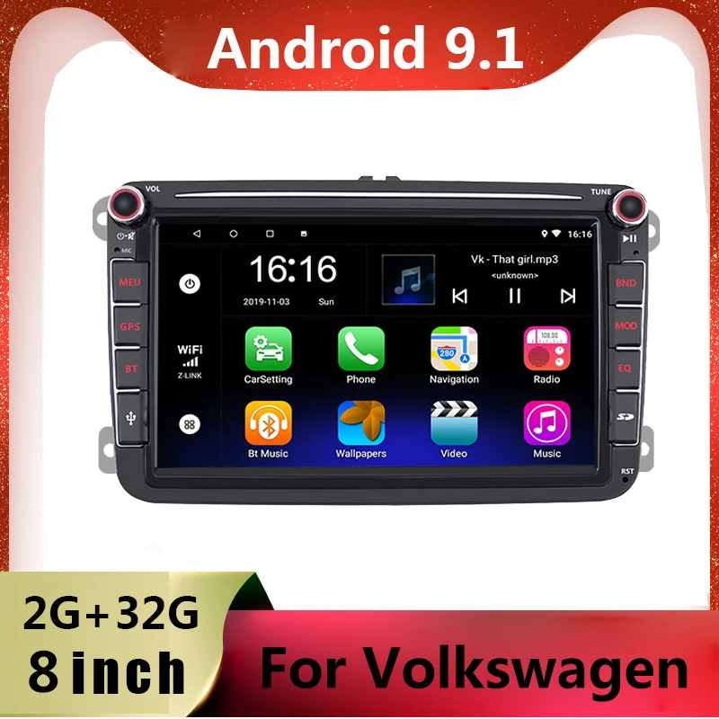 8 дюймов Android 9 1 2 Din Автомобильный Радио мультимедийный плеер GPS стерео для Volkswagen