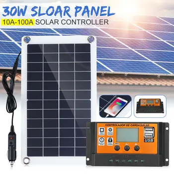 Solar Panel 30W 12V Dual USB Output Solar Cells Poly Solar Panel 30/40/50/70/100A Controller for Car Yacht Battery Boat Charger
Solar Panel 30W 12V Dual USB Output Solar Cells Poly Solar Panel 30/40/50/70/100A Controller for Car Yacht Battery Boat Charger