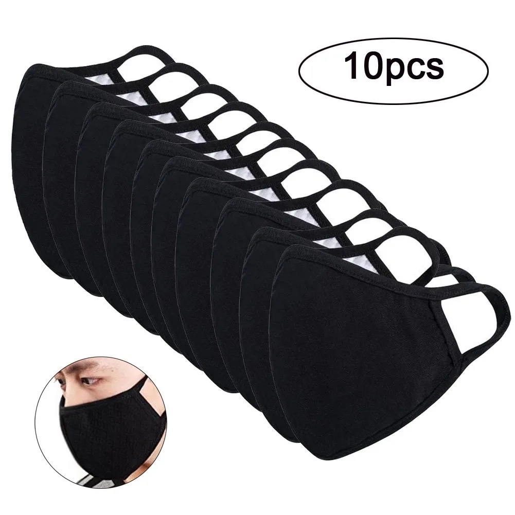 Модный женский шарф 10 шт. моющийся респиратор хлопковая ткань для защиты черного