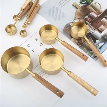 Measuring Cups Set Wood Handle Stainless Steel Metal Measuring Cup Scoop Baking Kit Kitchen Accessories 4Pcs 
Measuring Cups Set Wood Handle Stainless Steel Metal Measuring Cup Scoop Baking Kit Kitchen Accessories 4Pcs