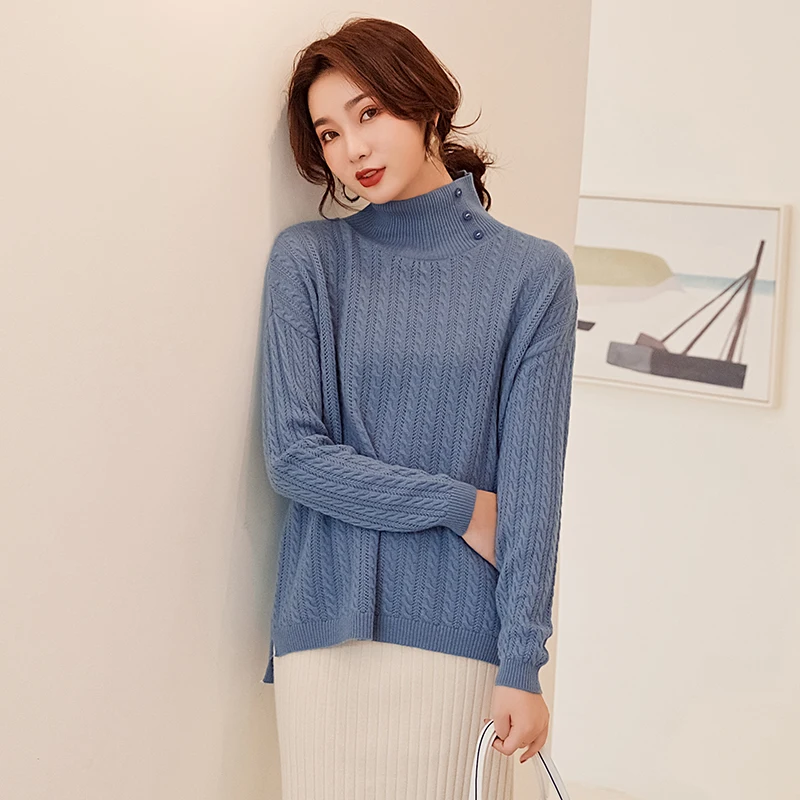 LHZSYY 2019Autumn Winter New Women' Pure Cashmere Sweater Fashion Large size Hollow Half Collar Base Shirt Warm Knitted Pullover
LHZSYY 2019Autumn Winter New Women' Pure Cashmere Sweater Fashion Large size Hollow Half Collar Base Shirt Warm Knitted Pullover
