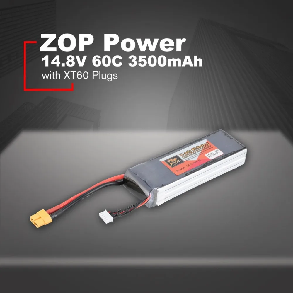 

ZOP Power 14.8V 3500mAh 60C 4S 1P Lipo Battery XT60 Plug Rechargeable for RC Racing Drone Quadcopter Helicopter Car Boat