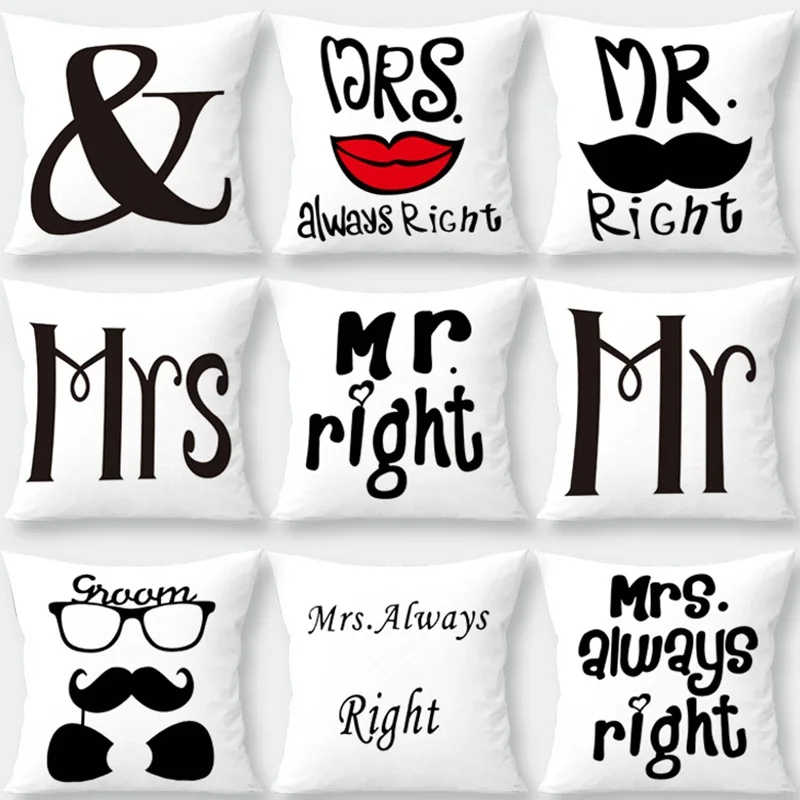 

Silstar Tex Mr Mrs Couple Pillow Case Romantic Letter Decoration Cushion Pillowcase Decor Bedroom