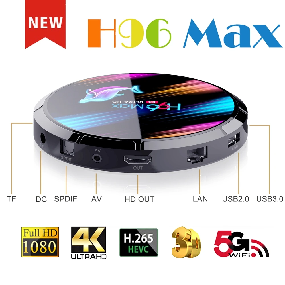 4GB RAM 64GB Rom Android 9.0 TV BOX H96 MAX X3 Amlogic S905X3 Smart 4K Media Player 2.4G&5G Wifi H96MAX Set Top Box smart tv box
4GB RAM 64GB Rom Android 9.0 TV BOX H96 MAX X3 Amlogic S905X3 Smart 4K Media Player 2.4G&5G Wifi H96MAX Set Top Box smart tv box