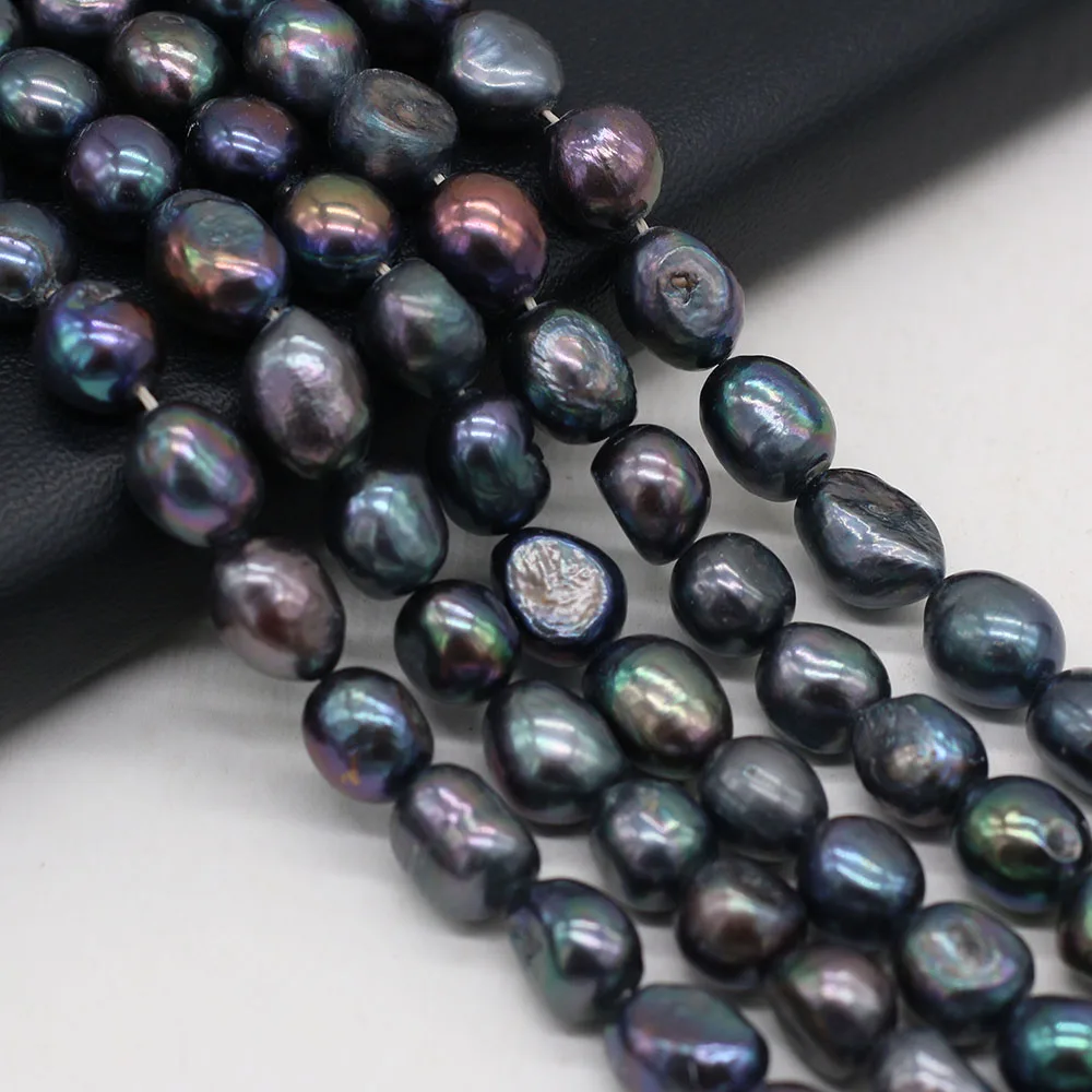 

Irregular Shaped Natural Freshwater Pearls Black Straight Holes Two Sides of Glossy Beads 10-11mm Jewelry Making Necklace Bracel