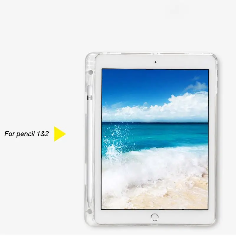 Soft Silicone Case with Pencil Holder Slot TPU Back Cover Skin For iPad 2018/2017 / Pro 9.7 / Air 1/2
Soft Silicone Case with Pencil Holder Slot TPU Back Cover Skin For iPad 2018/2017 / Pro 9.7 / Air 1/2
