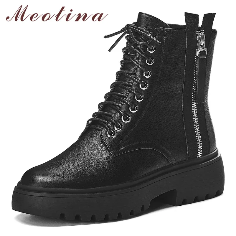 Meotina Real Leather Ankle Boots Women Genuine Leather Thick Heels Short Boots Zipper Round Toe Shoes Female Autumn Size 34-39
Meotina Real Leather Ankle Boots Women Genuine Leather Thick Heels Short Boots Zipper Round Toe Shoes Female Autumn Size 34-39