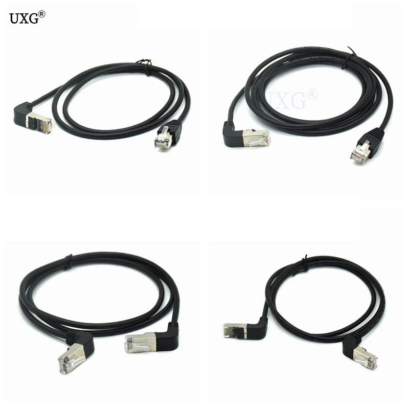 Двойной Угловой вверх под углом 90 градусов cat5e 8P8C FTP STP UTP Cat 5e Ethernet сетевой короткий