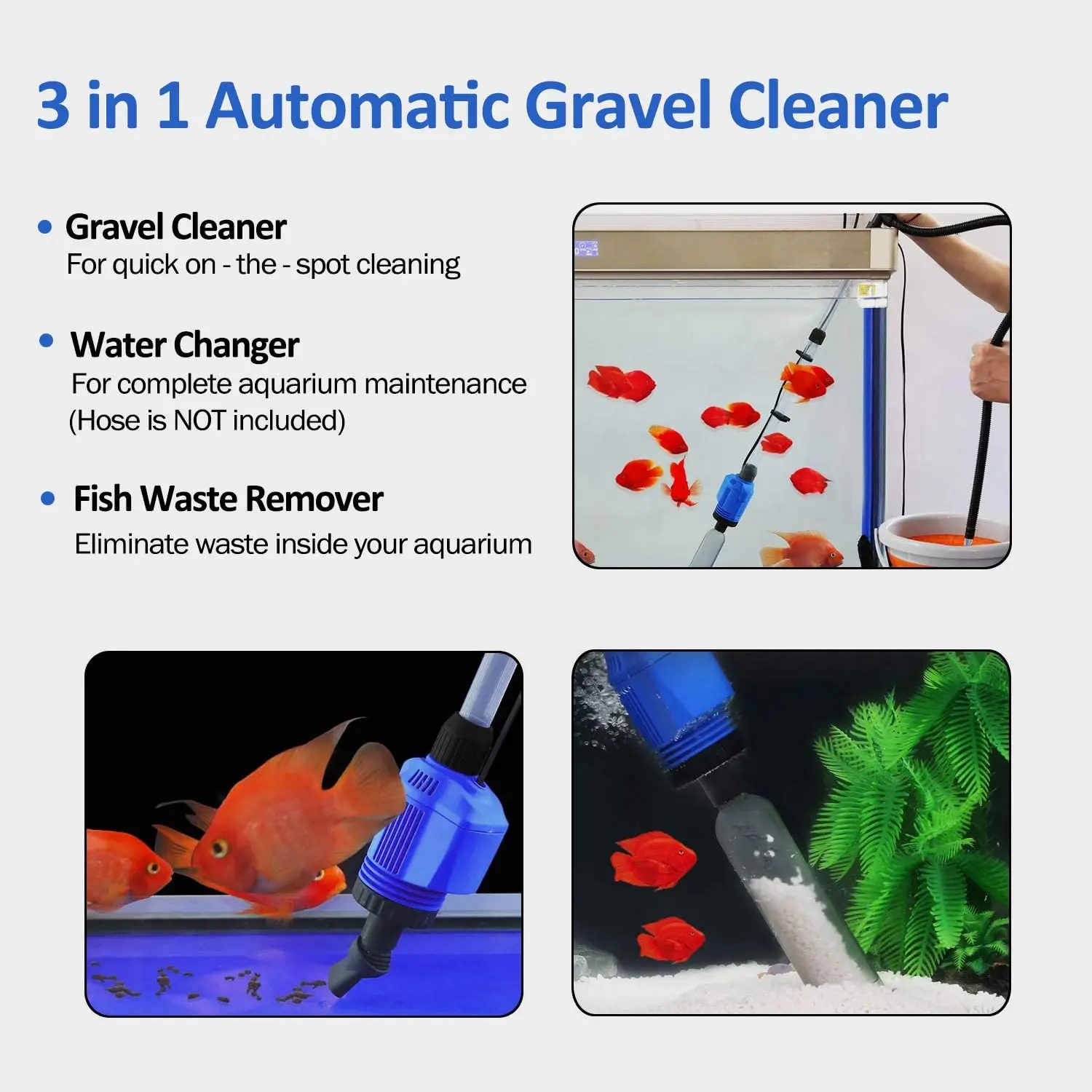 2pcs 2-in-1 Aquarium Fish Tank Gravel Cleaner Vac Vacuum Siphon