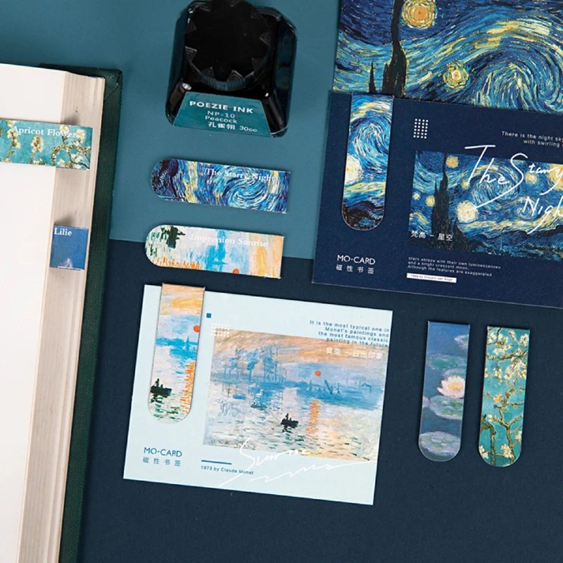 4 Design Art Gallery Magnetic Bookmark for Book Marker Magnet Page Holder Clips Van Goah Starry Night Monet Sunrise School F439
4 Design Art Gallery Magnetic Bookmark for Book Marker Magnet Page Holder Clips Van Goah Starry Night Monet Sunrise School F439