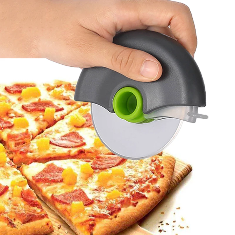 Круглый нож из нержавеющей стали для пиццы с крышкой роллер рулетки слайсер