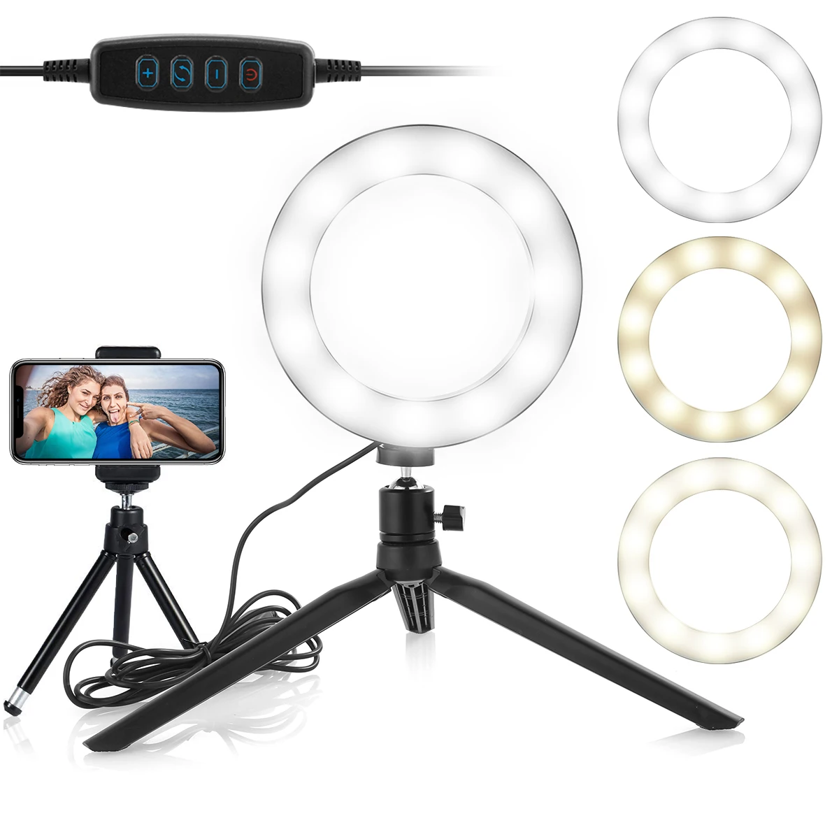 6inch LED Ring Light With Tripod Stand Mini LED Camera Light With Cell Phone Holder Table Round Lamp For Video Online Teaching
6inch LED Ring Light With Tripod Stand Mini LED Camera Light With Cell Phone Holder Table Round Lamp For Video Online Teaching