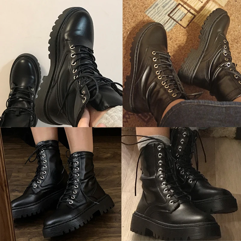 Rimocy White Black PU Leather Ankle Boots Women Autumn Winter Round Toe Lace Up Shoes Woman Fashion Motorcycle Platform Botas
Rimocy White Black PU Leather Ankle Boots Women Autumn Winter Round Toe Lace Up Shoes Woman Fashion Motorcycle Platform Botas