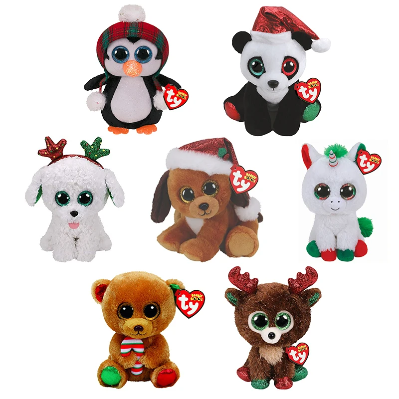 15 см Ty Beanie Howlidays кавайные блестящие большие глаза Рождественская плюшевая