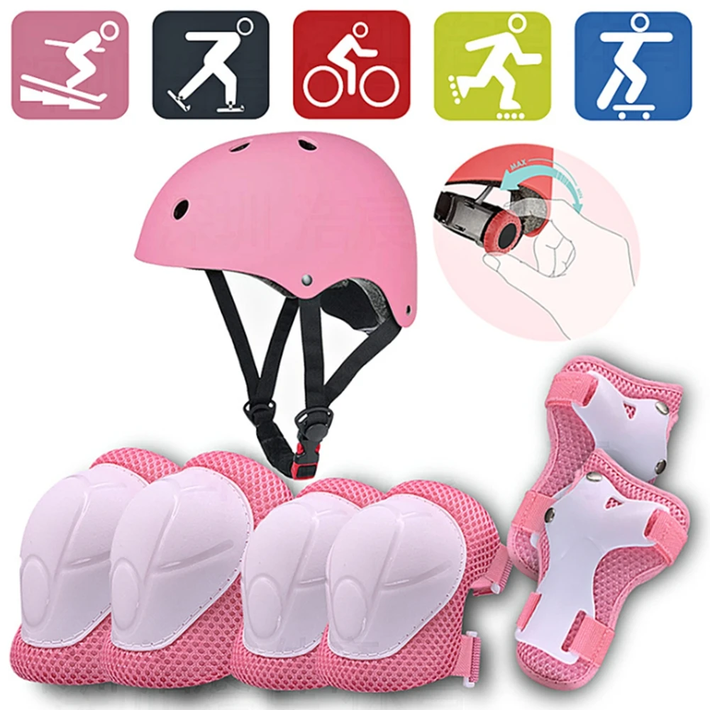 

Hirigin 7Pcs/set Kids Boy Girl Safety Helmet Knee Elbow Pad Sets Children Cycling Skate Bicycle Helmet Protection Safety Guard