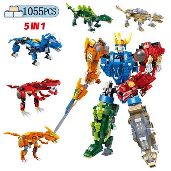 1055PCS City 5 in 1Robot Transformation Dinosaur Building Blocks Technic Jurassic World Set Dinosaur Bricks Toys for Children
1055PCS City 5 in 1Robot Transformation Dinosaur Building Blocks Technic Jurassic World Set Dinosaur Bricks Toys for Children