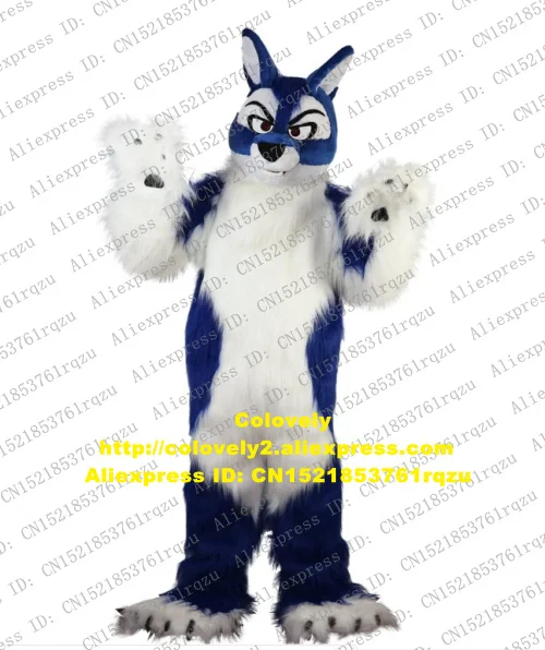 Blue Long Fur Furry Wolf Husky Dog Fox Fursuit Mascot Costume Adult Cartoon Marketing Planning Brand Name Promotion zz8111 | Тематическая