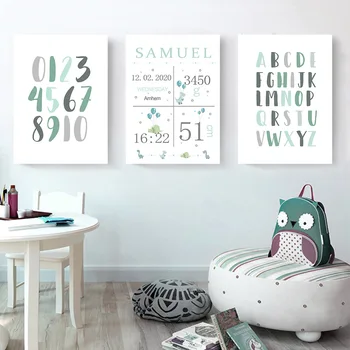 Boy Custom Name Birth Print ABC Alphabet Wall Art Canvas Painting Number Enlightenment Poster Picture Nursery Decor Baby Room
Boy Custom Name Birth Print ABC Alphabet Wall Art Canvas Painting Number Enlightenment Poster Picture Nursery Decor Baby Room