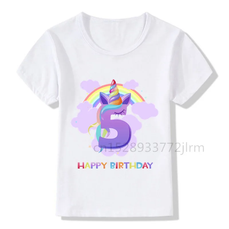 

Kids Unicorn Birthday Number 1-10 T Shirt Children Happy Birthday T-shirt BoyGirl Gift Tshirt Present Family Outfit