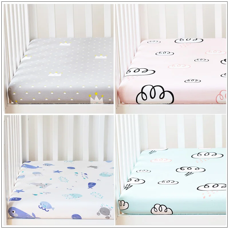 

40x28inch(100x70 cm) Newborn Baby Fitted Crib Sheets Cartoon Print Bed Sheet Baby Bed Mattress Covers for Unisex Baby Boys Girls