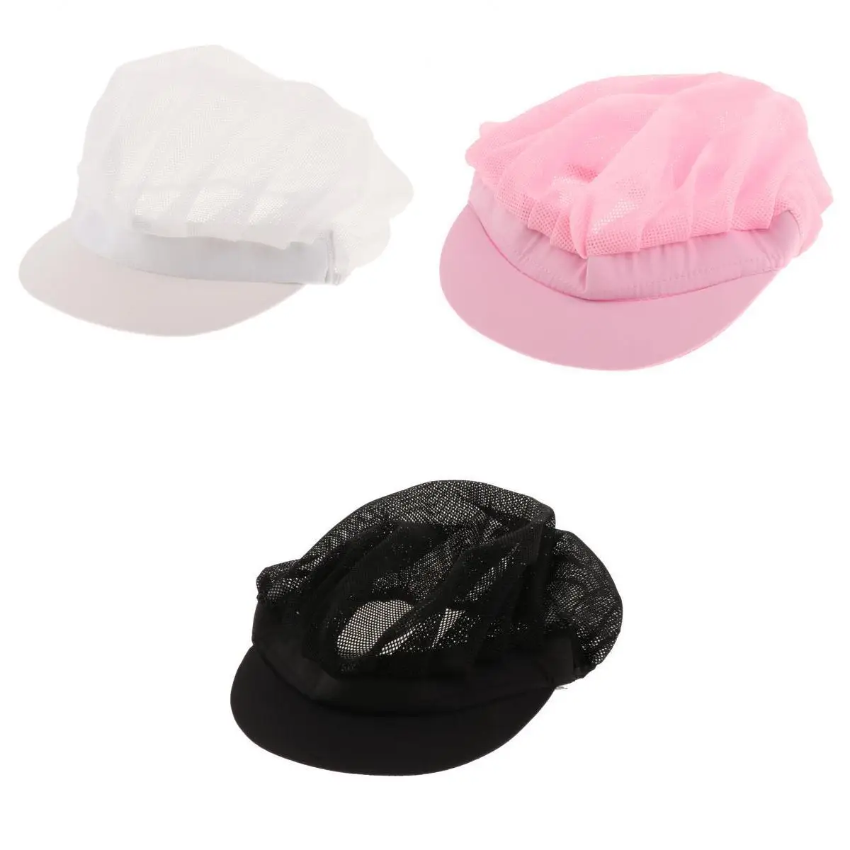 3Pcs Mesh Cook Adjustable Men Women Kitchen Baker Chef Elastic Cap Hat Catering 3Pcs Mesh Cook Adjustable Men Women Kitchen Baker Chef Elastic Cap Hat Catering