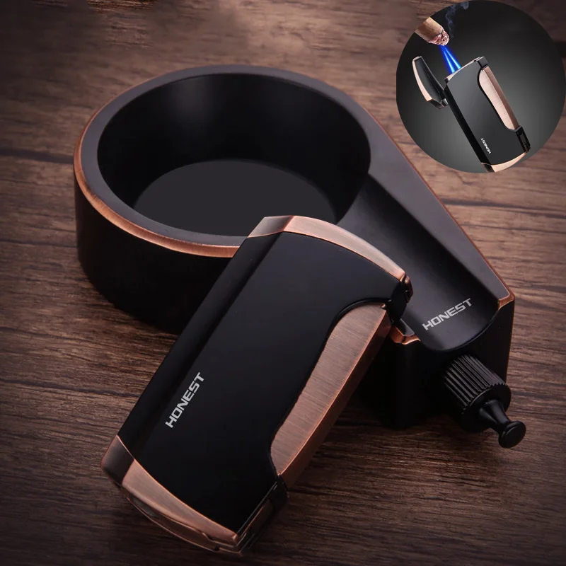 1sets Double Blue Flame Gas Lighter with Ashtray Portable Multifunction Cigarette Lighters with Cigar Cutter for Men Gifts
1sets Double Blue Flame Gas Lighter with Ashtray Portable Multifunction Cigarette Lighters with Cigar Cutter for Men Gifts