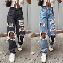 Women Button High Waist Pocket Elastic Hole Jeans Trousers Loose Denim Pants Daily Casual High Quality Comfy Jeans Femme 2021
Women Button High Waist Pocket Elastic Hole Jeans Trousers Loose Denim Pants Daily Casual High Quality Comfy Jeans Femme 2021